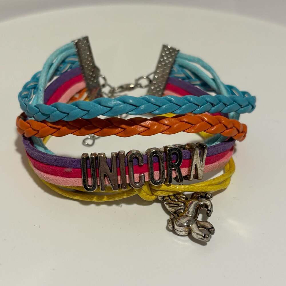 Unicorn Love Multi Layer colored Charm Rainbow Braided Bracelet